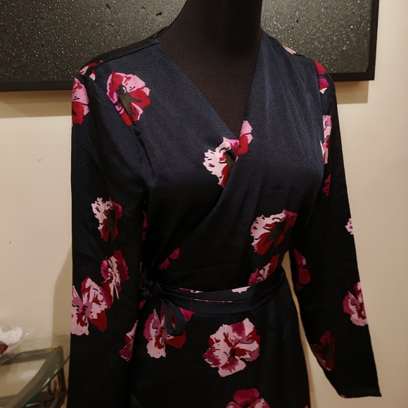 JOIE Floral Print Wrap Dress MILTONA In Midnight - Picture 15 of 17